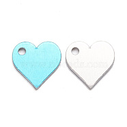 Aluminium Pendants, Stamping Blank Tag, Custom Engraving Name Plate, Business Card Blanks, Heart, Platinum, 18.5x19.5x1.5mm, Hole: 2.5mm(ALUM-WH0164-70P)