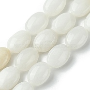 Natural White Jade Beads Strands, Flat Oval, 14x10~10.5x6~6.5mm, Hole: 1mm, about 29pcs/strand, 15.94''(40.5cm)(G-K365-B04-01)