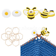 Knitting Tool Kit, Including Bee & Daisy Silicone Needles Protectors Stoppers, Brass Hexagon Knitting Stitch Maker Rings, Mixed Color, 14Pcs/box(DIY-BC0006-99)