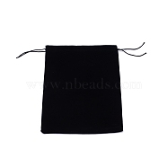 Rectangle Black Velvet Pouches, with Drawstring, for Jewelry Gift Packaging Storage, Black, 24.7x20cm(TP-WH0011-01)