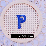 (Clearance Sale)Computerized Embroidery Cloth Self Adhesive Patches, Stick on Patch, Costume Accessories, Letter, Blue, P:27x18mm(FIND-TAC0002-02P)