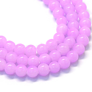 Baking Painted Imitation Jade Glass Round Bead Strands, Plum, 8.5~9mm, Hole: 1.5mm, about 105pcs/strand, 31.8 inch(X-DGLA-Q021-8mm-23)