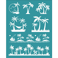 Silk Screen Printing Stencil, for Painting on Wood, DIY Decoration T-Shirt Fabric, Turquoise, Tree, 127x100mm(DIY-WH0586-0012)