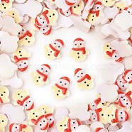 Christmas Theme Luminous Resin Cabochons, Glow in the Dark, Snowman, 10x8x2mm(RESI-U003-02F)