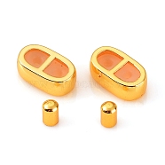 Brass Cord Ends, End Caps, with Oval Brass & Silicone Slider Beads, for Bracelet Making, Real 18K Gold Plated, 10x6x3.5mm, Hole: 1.4~1.8mm, 4x2.5mm, inner diameter: 2mm, 4pcs/set(KK-F815-01G)