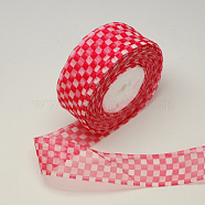 Organza Ribbon, Nice for Party Decoration, Red, about 1-1/2 inch(38mm) wide, 50Yards/roll(45.72m/roll)(ORIB-S014-3)