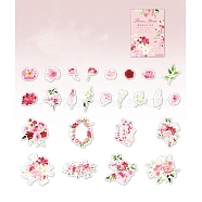 25Pcs Flowers Theme DIY Paper Stickers, for DIY Album Scrapbook, Diary Decoration, Pink, 25~83x22~84x0.1mm(STIC-U004-02D)