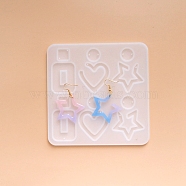 DIY Dangle Earring Silicone Molds, Resin Casting Molds, for UV Resin, Epoxy Resin Jewelry Making, Mixed Shapes, White, 137x137x5mm, Inner Size: 16~40x16~40mm(DIY-G012-16)