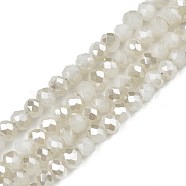 Electroplate Opaque Solid Color Glass Beads Strands, Faceted, Rondelle, Creamy White, 2.5x1.5mm, Hole: 0.8mm, about 160~165pcs/strand, 13.78 inch~14.17 inch(35~36cm)(EGLA-Q112-B02)