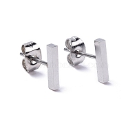 304 Stainless Steel Cuboid Stud Earrings for Women, Stainless Steel Color, 9.8x1.6x1.8mm, Pin: 0.8mm(EJEW-K243-01P)