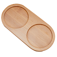 Bamboo Cup Tray, Bathroom Counter Tray, Bamboo Tray for Bathroom and Home Decor, Oval, BurlyWood, 195x96x10mm, Inner Diameter: 80x80mm(AJEW-WH0348-30A)