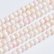 Natural Pink Shell Beads Strands, Round, 4~4.5mm, Hole: 0.6mm, about 106pcs/strand, 16.14 inch(41cm)(SSHEL-L016-18C)
