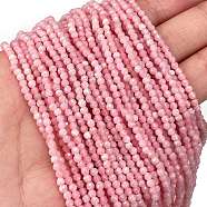 Natural Pink Opal Beads Strands, Faceted, Round, 2x1.5~2mm, Hole: 0.6mm, about 192pcs/strand, 15.08''(38.3cm)(G-H003-B06-02)
