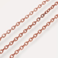 Iron Textured Cable Chains, Unwelded, with Spool, Red Copper, 4x3x0.7mm, about 328.08 Feet(100m)/roll(CH-0.7YHSZ-R)