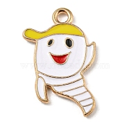 Alloy Enamel Pendants, Halloween Theme, Light Gold, Ghost, 21x13.5x1.5mm, Hole: 1.5mm(ENAM-G218-C08)