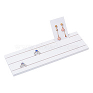 Wood Earring Display Card Holders, Jewelry Display Stand for Earring Display Cards, Postcards, Rectangle, White, 30x9.5x1.1cm, Groove: 3mm(ODIS-WH0070-09C)