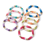 7Pcs 7 Color Polymer Clay Heishi Surfer Stretch Bracelets Set, Preppy Bracelets fot Kids, Mixed Color, Inner Diameter: 1-7/8 inch(4.7cm), 1Pc/color(BJEW-JB09644-02)