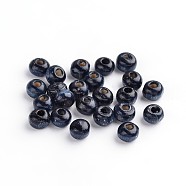 Natural Wood Beads, Bright Color, Round, Dyed, Steel Blue, 5x4mm, Hole: 1.5mm, about 20000pcs/1000g(W02KM064)