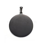 304 Stainless Steel Pendants, Stamping Blank Tag, Flat Round, Electrophoresis Black, 33x30x1mm, Hole: 7x3mm(STAS-P063-09B)