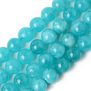 Natural Quartz Beads Strands, Dyed & Heated, Imitation Amazonite Color, Round, Dark Cyan, 10~10.5mm, Hole: 1.2mm, about 38pcs/Strand, 14.96 inch(38cm)(G-T129-03-10mm)