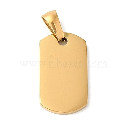 Ion Plating(IP) 304 Stainless Steel Pendants, Rectangle Charm, Golden, 20.5x12x2mm, Hole: 7.5x3.5mm(STAS-Q244-04G)