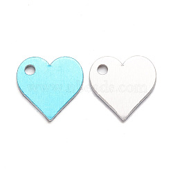 Aluminium Pendants, Stamping Blank Tag, Custom Engraving Name Plate, Business Card Blanks, Heart, Platinum, 18.5x19.5x1.5mm, Hole: 2.5mm(ALUM-WH0164-70P)