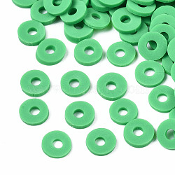 Eco-Friendly Handmade Polymer Clay Beads, Disc/Flat Round, Heishi Beads, Medium Sea Green, 6x1mm, Hole: 2mm, about 23500pcs/1000g(CLAY-R067-6.0mm-B08)