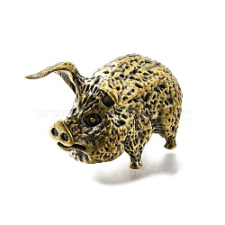 Brass Pig Figurine Statue for Living Room Table Home Decoration, Antique Bronze, 25.5x40.5x27.5mm(DJEW-Q008-05AB)