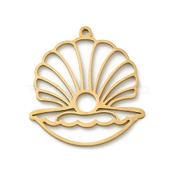 201 Stainless Steel Pendants, Shell Shapes, Laser Cut, Golden, 22.5x20.5x1mm, Hole: 1.2mm(STAS-I332-03G)