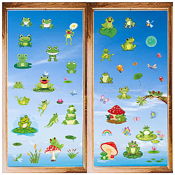 8 Sheets 8 Styles PVC Waterproof Wall Stickers, Self-Adhesive Decals, for Window or Stairway Home Decoration, Rectangle, Frog, 200x145mm, about 1 sheets/style(DIY-WH0345-113)