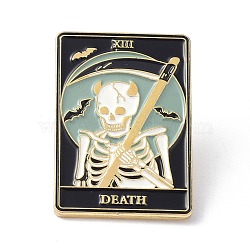 Fashion Tarot Card Enamel Pin, Alloy Brooch, Golden, The Devil  XV, 30.5x21x10mm, Pin: 1mm(JEWB-P008-J02)