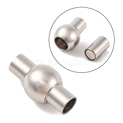 Tarnish Resistant 304 Stainless Steel Magnetic Clasps with Glue-in Ends, Oval, Stainless Steel Color, 17x8mm, Hole: 4mm(STAS-E049-19)