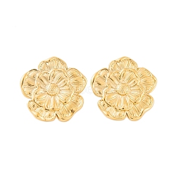 Ion Plating(IP) 304 Stainless Steel Stud Earrings for Women, Flower, Real 18K Gold Plated, 26mm(EJEW-P279-49G)