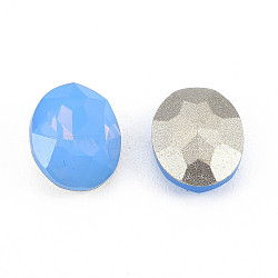 K9 Glass Rhinestone Cabochons, Pointed Back & Back Plated, Faceted, Oval, Sapphire, 10x8x4mm(MRMJ-N029-09-04)