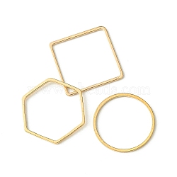 60Pcs 3 Styles Brass Linking Rings, Square & Ring & Hexagon, Mixed Shapes, Light Gold, 20~20x20~22.5x1mm, 20pcs/style(KK-YW0002-32)