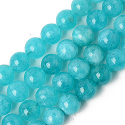 Natural Quartz Beads Strands, Dyed & Heated, Imitation Amazonite Color, Round, Dark Cyan, 10~10.5mm, Hole: 1.2mm, about 38pcs/Strand, 14.96 inch(38cm)(G-T129-03-10mm)