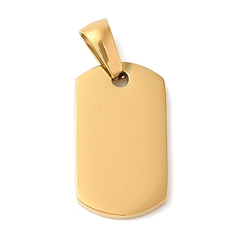 Ion Plating(IP) 304 Stainless Steel Pendants, Rectangle Charm, Golden, 20.5x12x2mm, Hole: 7.5x3.5mm