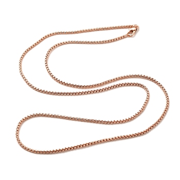 1.8mm Rack Plating Brass Box Chain Necklaces for Women Men, Cadmium Free & Lead Free, 901 Stainless Steel Clasp, Long-Lasting Plated, Rose Gold, 23.62 inch(60cm)