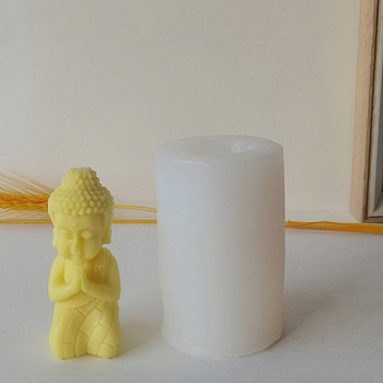 DIY Candle 3D Portrait Statue Silicone Molds, for Sculpture Scented Candle Making, Buddha, WhiteSmoke, 5.2x8.8cm, Inner Diameter: 2.9x2.9cm