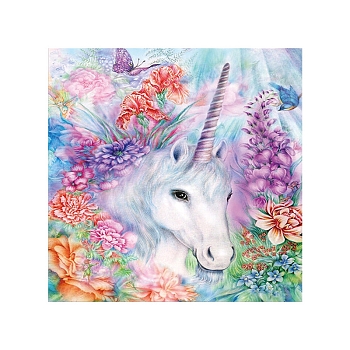 Unicorn Flower Pattern Diamond Painting Kits for Adults Kids, DIY Full Drill Diamond Art Kit, Cartoon Picture Arts and Crafts for Beginners, Colorful, 300x300mm