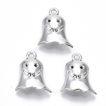 Halloween Tibetan Style Alloy Pendant Rhinestone Settings, Lead Free & Cadmium Free,  Ghost, Antique Silver, Fit for 1mm Rhinestone, 17x14.5x3.5mm, Hole: 1.5mm, about 350pcs/500g