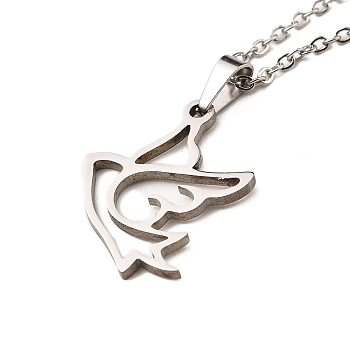 Non-Tarnish Stainless Steel Pendants Necklaces, Bird, 12.09 inch(30.7cm), Pendant: 21x17mm