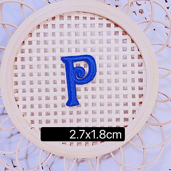 Computerized Embroidery Cloth Self Adhesive Patches, Stick on Patch, Costume Accessories, Letter, Blue, P:27x18mm