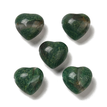 Natural Green Jade Beads, Heart, 14.5~15x14.5~15x8.5mm, Hole: 1.5mm