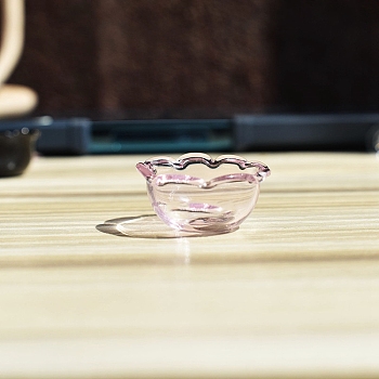 Miniature Glass Bowl, for Dollhouse Accessories Pretending Prop Decorations, Pearl Pink, 16x5mm