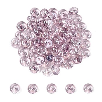 Transparent Dyed Colours Glass Seed Beads, Donut, Rosy Brown, 6x3mm, Hole: 1.2mm, about 2500pcs/pound