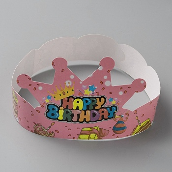 Birthday Crowns Paper Party Hat, for Kids Birthday Party Decorations Supplies, Pink, 589x109x0.4mm