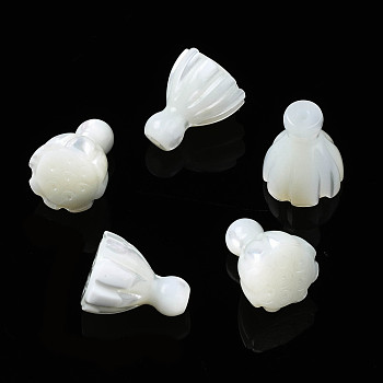 Natural Trochid Shell/Trochus Shell Beads, Half Drilled, Lotus, 10.5x9mm, Hole: 1mm