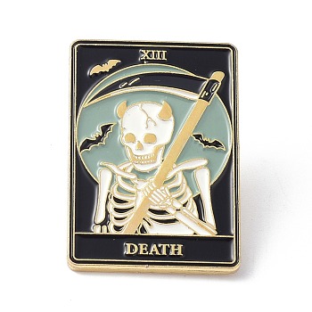 Fashion Tarot Card Enamel Pin, Alloy Brooch, Golden, The Devil  XV, 30.5x21x10mm, Pin: 1mm