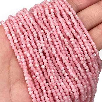 Natural Pink Opal Beads Strands, Faceted, Round, 2x1.5~2mm, Hole: 0.6mm, about 192pcs/strand, 15.08''(38.3cm)